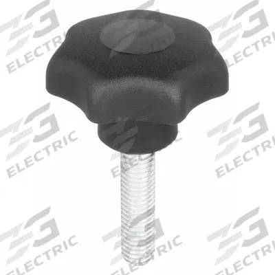 KIPP Hand Knob: 7 Point, Plastic w/ Steel Thread, M5 Thread, 30 mm Thread Lg - 7-Arm Knobs with Threaded Stud