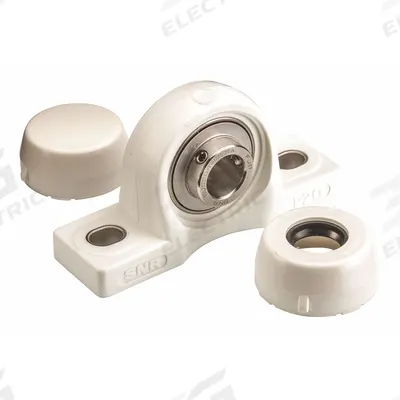 NTN Pillow Block Bearing: 1 7/16 in Bore, Polymer, Set Screws, 1 55/64 in Shaft Ht - Food-Grade Pillow Block Ball Bearings