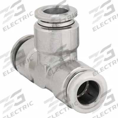 AIGNEP USA Push-Fit Tee Fitting: 1/2 in OD x 1/2 in OD x 1/2 in OD Size, Stainless Steel - Stainless Steel Tube Fittings