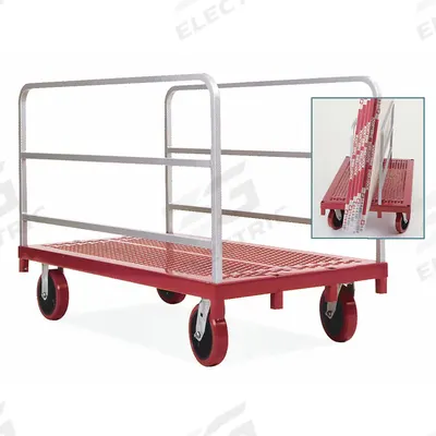 RAYMOND PRODUCTS Panel Truck: 3,200 lb, Red, 54 in L x 30 in W x 37 1/2 in H Deck - Single-Height Vertical Panel Trucks with Adjustable Rails