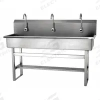 SANI-LAV Wash Station: 45 in Overall Ht, 57 in Bowl Lg, 8 in Bowl Dp, 0.5 gpm Flow Rate, Sensor (MPN 56FBL-0.5). Key specifications — Includes Side Splash: Side Splash Not Included; Power Source: Battery Powered; Brand: SANI-LAV.