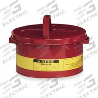 JUSTRITE Bench Can: 3 gal Capacity, Powder Coated Steel, Red (MPN 10775). Key specifications — attr1210393: JUSTRITE; attr1210410: Bench Can.