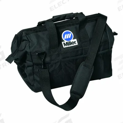MILLER ELECTRIC Tool Bag: 22 in W x 14 in D x 12 in H, Black, Polyester, 22 Pockets - Polyester Wide-Mouth Tool Bags