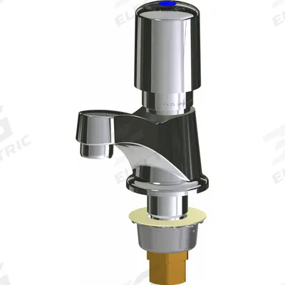 CHICAGO FAUCETS Lavatory Faucet: 333, Single-Post, Cast Brass, Polished Chrome Finish, Aerated - Single-Post Push-Button Metering Bathroom Faucets