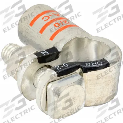 ECO-MAX Battery Terminal: Right Elbow, Crimp, 2/0 ga, Orange Color, Negative - Right Elbow Alignment