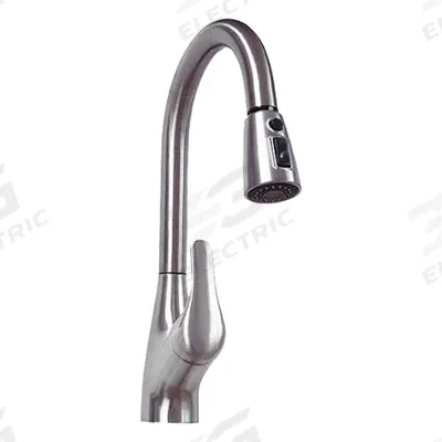 EZ-FLO Gooseneck Pull Out Kitchen Faucet: Metal, Single-Post, Deck, 1 Mounting Holes - Single-Post Kitchen Faucets