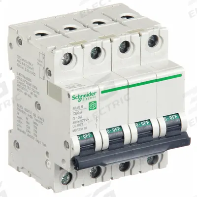 SCHNEIDER ELECTRIC IEC Supplementary Protector: 10 A Amps, 14kA at 240V AC, Screw Clamp - D-Curve, 4-Pole UL1077 DIN Rail-Mount Supplementary Protectors