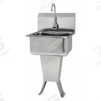 SANI-LAV Hands-Free Sink: 41 1/2 in Overall Ht, 19 in Bowl Lg, 10 in Bowl Dp, 2 gpm Flow Rate, 18 ga (MPN ESB2-521L). Key specifications — Includes Side Splash: Side Splash Not Included; Power Source: Battery Powered; Brand: SANI-LAV.