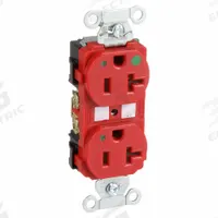 HUBBELL Receptacle: Hospital Grade Fed. Spec., Duplex, 5-20R, Red, 125V AC, 20 A, 2 Pole / 3 Wire (MPN 8300REDL)