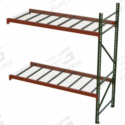 HUSKY RACK & WIRE Pallet Rack Add-On Unit: 111 in x 42 in x 12 ft, 16 ga Beams - Husky Rack & Wire Teardrop Pallet Rack Kits with Wire Decking