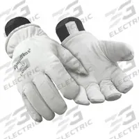 REFRIGIWEAR Leather Gloves: L ( 9 ), -20°F Min Temp, Std, Drivers Glove, Goatskin, Wing Thumb, 1 PR (MPN 0253RWHTLAR). Key specifications — Brand: REFRIGIWEAR.