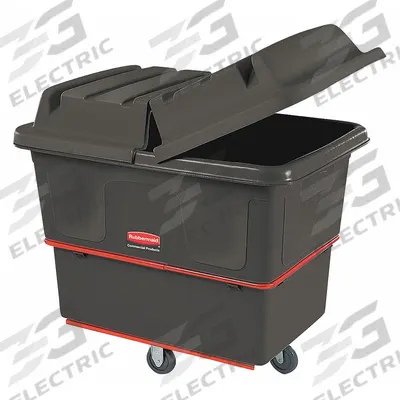 RUBBERMAID COMMERCIAL PRODUCTS Cube Truck: 20 cu ft, 1,200 lb, (2) Rigid/(2) Swivel, Black - High-Maneuverability Cube Trucks