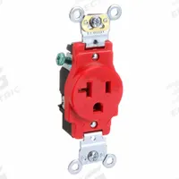 LEVITON Receptacle: Single, 5-20, Red, 125V AC, 20 A, 2 Pole / 3 Wire (MPN 5361-R)