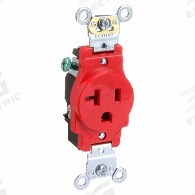 LEVITON Receptacle: Single, 5-20, Red, 125V AC, 20 A, 2 Pole / 3 Wire (MPN 5361-R) - General Purpose Receptacles