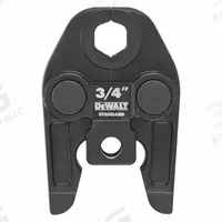 DEWALT Press Jaws: 3/4 in Pipe, Copper/Stainless Steel, For Professional-Grade Press, Std Tool Types (MPN DCE200034). Key specifications — attr518773: Jaws and Rings; attr537224: 3/4 in; attr518762: Copper; attr518771: Stainless Steel; attr518761: Professional-Grade Press; attr518760: DEWALT.