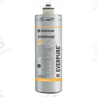 PENTAIR/EVERPURE Quick-Connect Water Filter: 0.5 micron, 0.5 gpm, 750 gal, 10 1/2 in Overall Ht (MPN EV960112-75). Key specifications — Filter Media: Carbon; Reduces: Objectionable Odors; Brand: PENTAIR/EVERPURE.