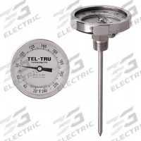 TEL-TRU Dial Thermometer: 0°F to 250°F /-20°C to 120°C, +/- 1% Accuracy, 6 in Stem Lg (MPN GT300R-0614). Key specifications — Temperature Units: Celsius; Accuracy: +/- 1%; Brand: TEL-TRU.