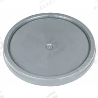 BASCO Pail Lid: Gasketed/Snap-On/Tear Tab, 12 1/4 in Overall Dia, Gray, Plastic, FDA Compliant (MPN ROP2100CVR-TT-GRAY). Key specifications — attr1265148: Not Rated; attr1188872: BASCO; attr1265149: 1H2/Y27/S; attr1188855: 55KY99; attr1188854: Plastic.