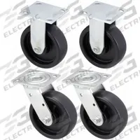 APPROVED VENDOR Plate Casters: Rigid/Swivel, No Brake, Polyolefin, 5 in Wheel Dia, Roller, 4 PK (MPN 435X97). Key specifications — Wheel Bearing Type: Roller; Wheel/Tread Color: Black; Brand: APPROVED VENDOR; Caster Type: Rigid.