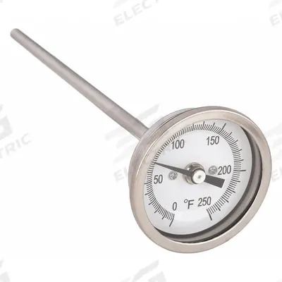 APPROVED VENDOR Dial Thermometer: 0°F to 250°F, ±1%@ 41 to 200°F - Back-Mount Fixed-Angle Thread-Mount Dial Thermometers