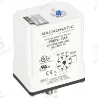 MACROMATIC Phase Monitor Relay: Socket Mounted, 10 A Current Rating, 190 to 500V AC (MPN PMPU-FA8). Key specifications — Monitored Parameters: Undervoltage; Manufacturer Part Number: PMPU-FA8; Brand: MACROMATIC.
