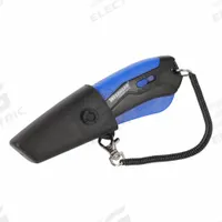 WESTWARD Safety Knife: 6 in Overall Lg, Rubberized, 2 in Overall Wd, Plastic, Black/Blue (MPN 22XP80). Key specifications — attr307884: Quick-Change; attr307885: Steel Standard Tip; attr307882: Black; attr307878: Rubberized; attr307881: Plastic; attr324892: WESTWARD.