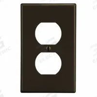 HUBBELL Wall Plate: Duplex Outlet, 1 Gang, Brown, Midsize Size (MPN PJ8). Key specifications — Brand: HUBBELL; Material: Polycarbonate.