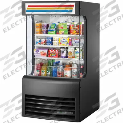 TRUE REFRIGERATION Refrigerated Merchandiser: 56 3/8 in x 30 1/4 in x 32 1/8 in, Black - Open Refrigerator Merchandisers