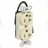HUBBELL Receptacle: Hospital Grade Fed. Spec., Duplex, 5-20R, Ivory, 125V AC, 20 A, 2 Pole / 3 Wire (MPN HBL8300SGIA)