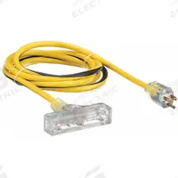 APPROVED VENDOR Extension Cord: Outdoor Use, 10 ft Lg, 3 Outlets, 5-15P, 12/3, SJTW, Black/Yellow (MPN 1FD67). Key specifications — Brand: APPROVED VENDOR; Temperature Rating: -40° to 167°F; NEMA Plug Configuration: 5-15P.