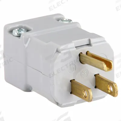 HUBBELL Straight Blade Plug: 5-15P, 125V AC, 15 A, 2 Pole, 3 Blade, Gray (MPN HBL5965VGY) - Hinged Plugs