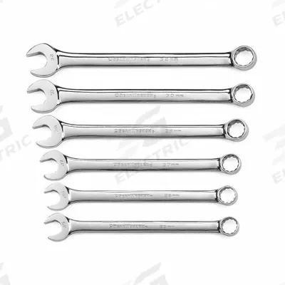 GEARWRENCH Combination Wrench Set: Alloy Steel, Full Polish Chrome, 6 Tools - Metric 12-Point Combination Wrench Sets