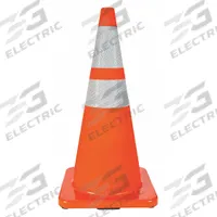 Traffic Cone with Bands: MUTCD/NCHRP-350, 28 in Cone Ht, Orange, High-Intensity Prismatic, PVC (MPN 6VKG9). Key specifications — Base Color: Orange; Brand: APPROVED VENDOR; Cone Material: PVC; Legend: Blank.