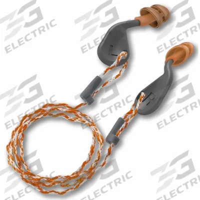 HEXARMOR Ear Plugs: Flanged, 25 dB NRR, Gen Purpose, Corded, Reusable, Push-In, Orange - Flanged-Shaped Earplugs