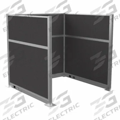 VERSARE Cubicle Kit: 72 in Overall Ht, 72 in Overall Wd, 3 Panels, Charcoal Gray - Modular Cubicle Walls
