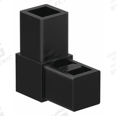 80/20 2-Way Corner Connector: 2 1/8 in x 2 1/8 in, Nylon, Unfinished, Black - Connectors
