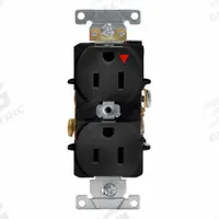 LEVITON Isolated Ground Duplex Receptacle Outlet: Duplex, 5-15, Black, 125V AC, 15 A (MPN 5262-IGE)