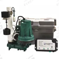 ZOELLER Sump/Battery Back-Up System: 3/10 hp, 120V AC, 19 ft Max. Head (Primary Pump), 12V DC, Male (MPN 508-0018). Key specifications — Rated Voltage (Secondary Pump): 12V DC; Brand: ZOELLER; Series: Aquanot; Primary Pump Rated Voltage: 120V AC; Switch (Primary Pump): Integral Vertical Float.