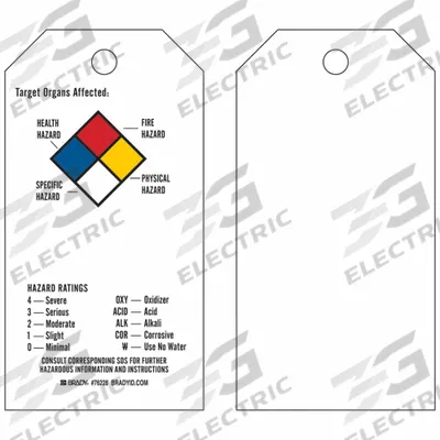 BRADY Tag: Polyester, Rectangle, 5 3/4 in Ht, 3 in Wd, 0.01 in Thick, Indoor/Outdoor - Safety