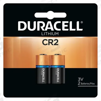 DURACELL Battery: CR2 Battery Size, Lithium, 1,000 mAh Capacity, 3V DC