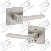 KWIKSET Door Lever Lockset: Office Lever Locksets, Nickel, ADA Compliant (MPN 740HFL-SQT-15-SMT-6AL-RCS). Key specifications — attr1024149: Not Ligature-Resistant; attr1011488: KWIKSET; attr1011524: No Message; attr1011506: Rose; attr1011485: Yes; attr1059461: Satin Nickel-Plated : Zinc.