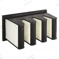 GRAINGER V-Bank Air Filter: 12 in x 24 in x 12 in, Fiberglass, Single Header, 4 Vs, Downstream Face (MPN 33E924). Key specifications — Brand: GRAINGER; Frame or Header Material: Plastic; Media Material: Fiberglass; Filters Out: Face Powder.