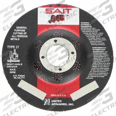 UNITED ABRASIVES-SAIT Depressed Center Cut-Off Wheel: Type 27, 6" x 0.045" x 7/8", Aluminum Oxide - General Purpose Cut-Off Wheels for Carbon & Stainless Steel