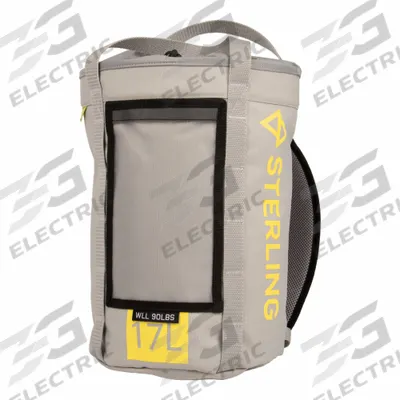 STERLING ROPE Rope Bag: Gray, Rope Tie-Off, 14 in Overall Ht - Rope Bags