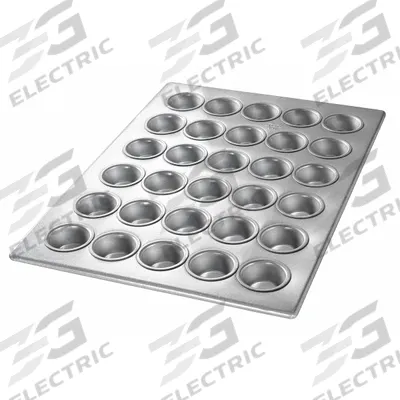CHICAGO METALLIC Mini Muffin Pan: Aluminized Steel, 30 Slots, 12 7/8 in Overall Wd - Cupcake & Muffin Pans