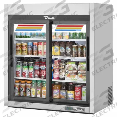 TRUE REFRIGERATION Freezer Merchandiser: 40 in x 36 in x 22 3/8 in, Silver, Glass Door - Countertop Refrigerator Merchandisers