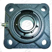 NTN 4 Bolt Flange Bearing: Radial Ball, 1 in Bore, Cast Iron, Set Screws, 4 9/32 in Lg, 4 9/32 in Ht (MPN UCFUX-1M). Key specifications — Bore Type: Cylindrical; Brand: NTN; Lubricant Material: NLGI #3 Equivalent; Mounting Bolt Size: 7/16 in; System of Measurement: Inch.