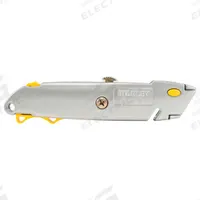 STANLEY Utility Knife: 6 1/2 in Overall Lg, Steel Std Tip, Plain, Metal, Gray, Tools Needed (MPN 10-499). Key specifications — attr307837: Tools Needed; attr307830: Steel Standard Tip; attr307833: Gray; attr307831: Plain; attr307832: Metal; attr324891: STANLEY.
