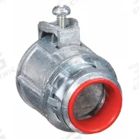 Straight Connector - Saddle Style: Zinc, 3/8 in Trade Size, 1/2 in NPT, Insulated (MPN SG38AST). Key specifications — Box Connection: 1/2 in NPT; Connection Type: Set Screw; Color: Silver; Reduction Size: 1/2 in to 3/8 in; Connection Orientation: Straight; Cable Clamping Method: Saddle; Material: Zinc; Insulated: Yes.