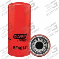 BALDWIN FILTERS Fuel Filter: Spin-On, 3 11/16 in Outside Dia, 1 3/8"-12 Thread Size, Paper, BF46141. Key specifications — attr1137520: BF46141; attr434022: BALDWIN FILTERS; attr427730: Paper; attr427731: G381-A Attached Gasket; attr1017112: Trucks.